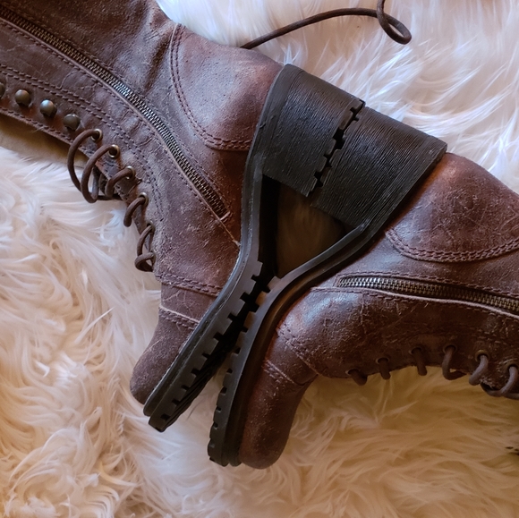 🚫SOLD🚫Vintage Tall Combat Leather Boots Campus 6 - Picture 6 of 9